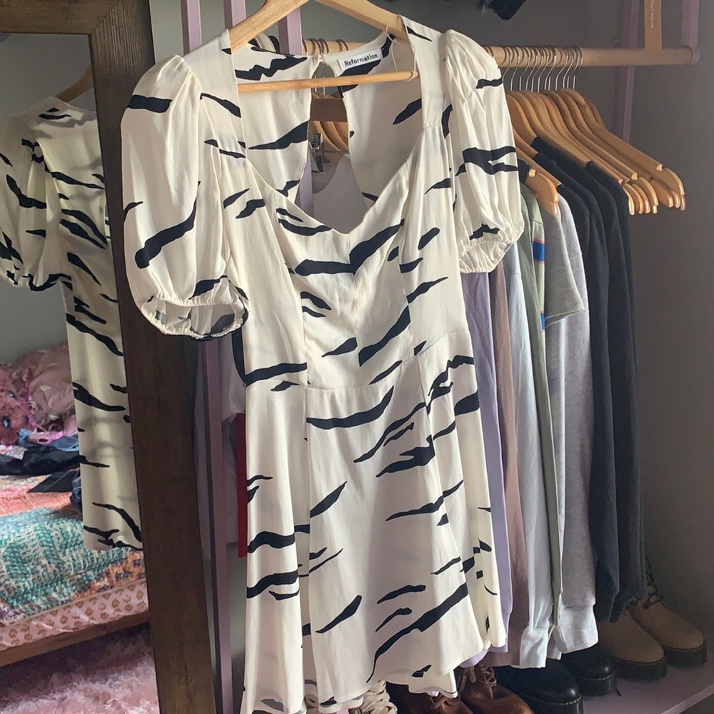 Reformation Black and White Mini Dress